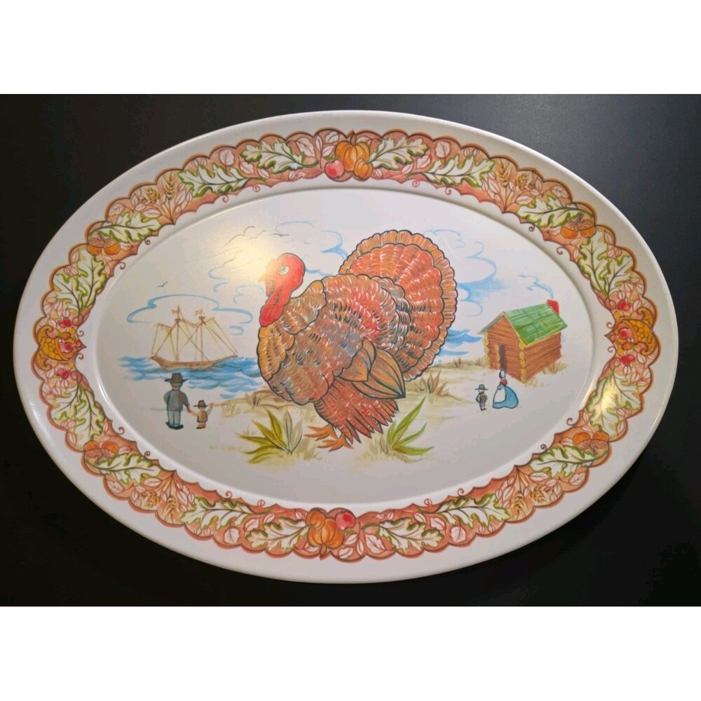 Brookpark 1521 Turkey Platter Melamine Melmac Huge Thanksgiving Oval 21" Vintage